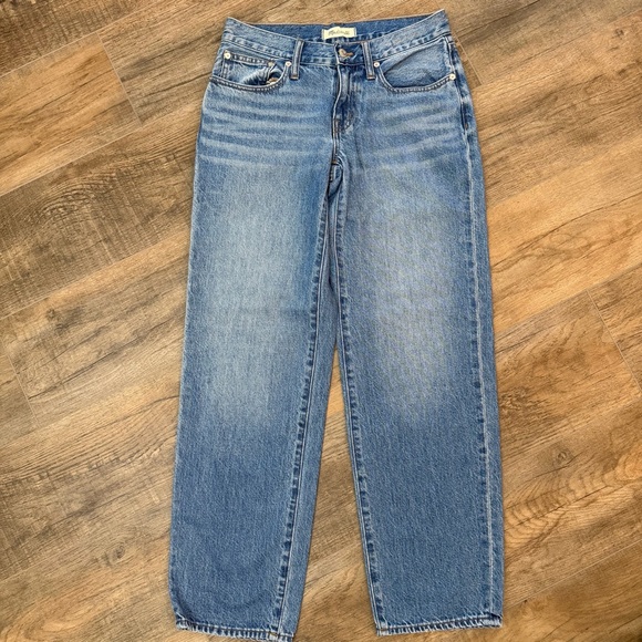 Madewell Denim - Madewell Low Rise Baggy Straight Jeans Womens 25 Vintage Wash Classic Denim Blue